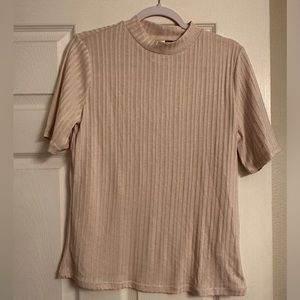 H&M beige ribbed mock-neck top